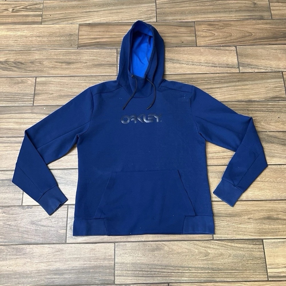 Oakley Regular Fit Hoodie Blue Pullover Sweatshirt Logo Mens 2XL